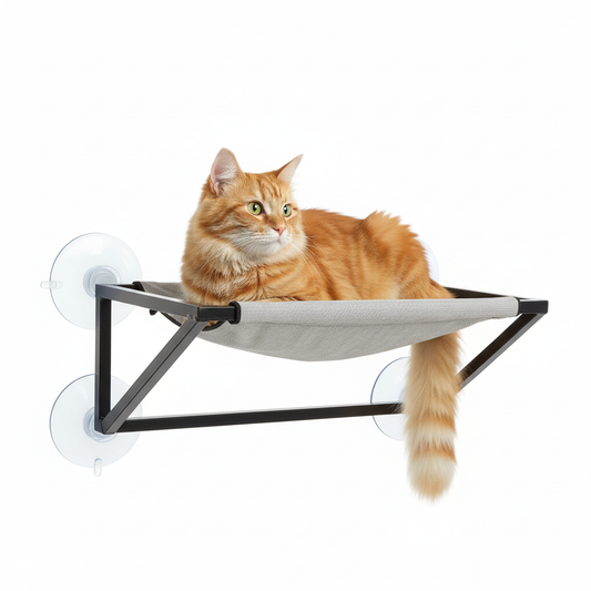 Window mounted cat perch with suction cups
