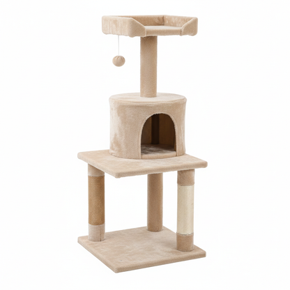 Multi-level cat tree with scratching post and perches
