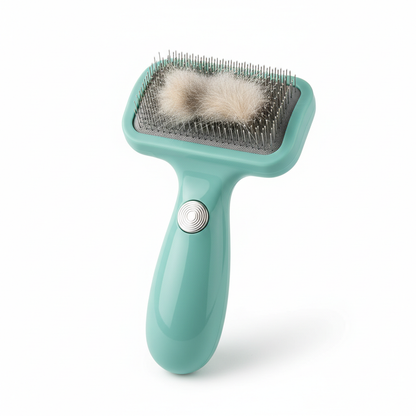 Self-cleaning cat grooming brush